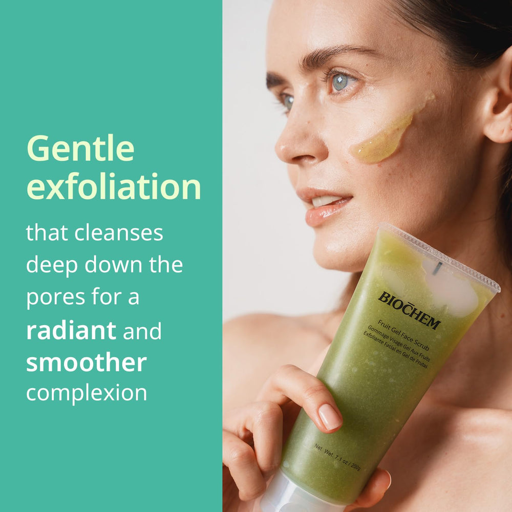 BIOCHEM Fruit Gel Face Scrub after washing leaves smooth skin