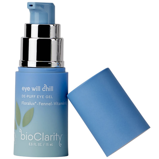 BioClarity Eye Will Chill texture swatch shows lightweight, fast-absorbing hydration for daytime use.