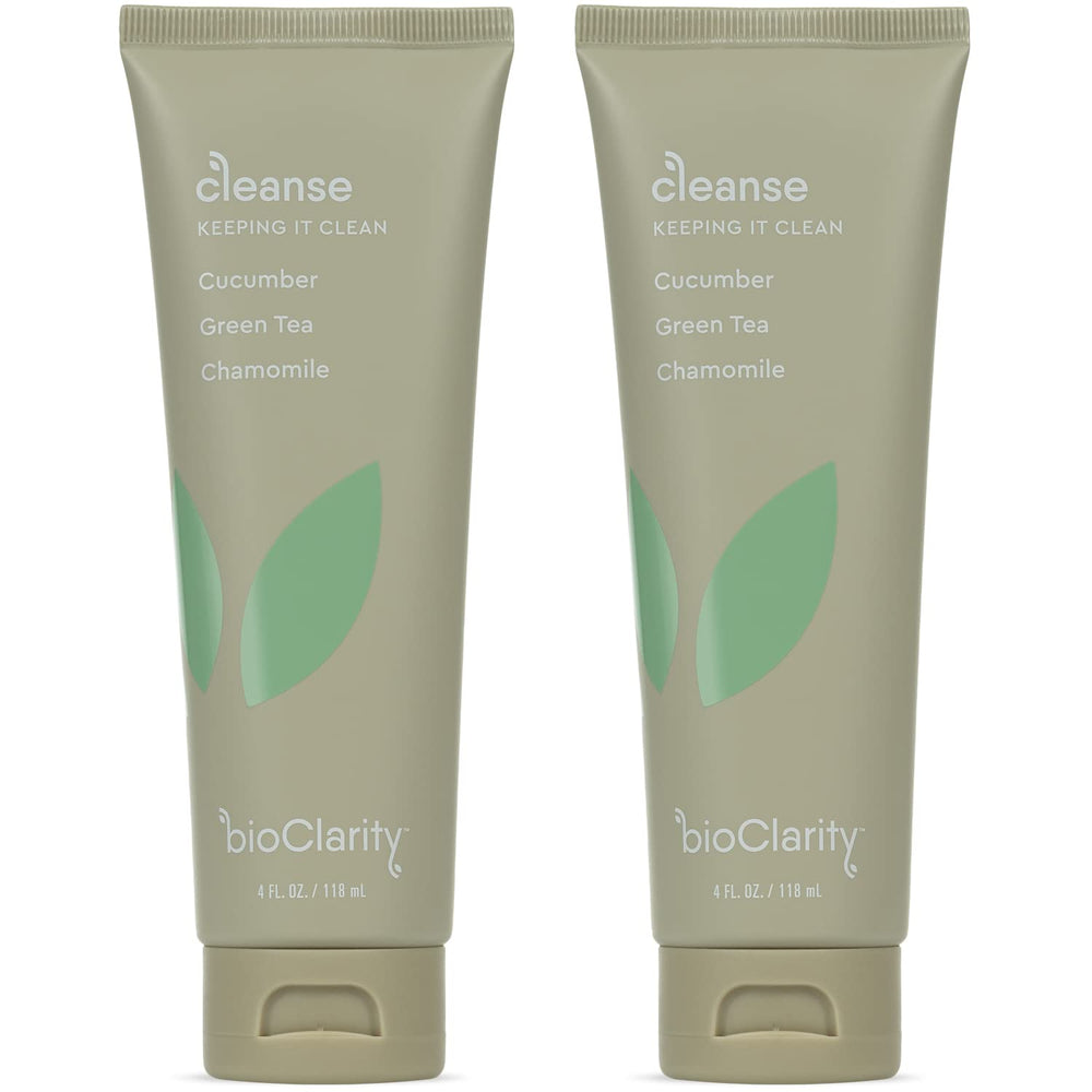 BioClarity Face Cleanser bottle with cucumber and green tea for gentle daily cleansing.