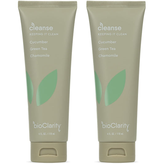 BioClarity Face Cleanser bottle with cucumber and green tea for gentle daily cleansing.