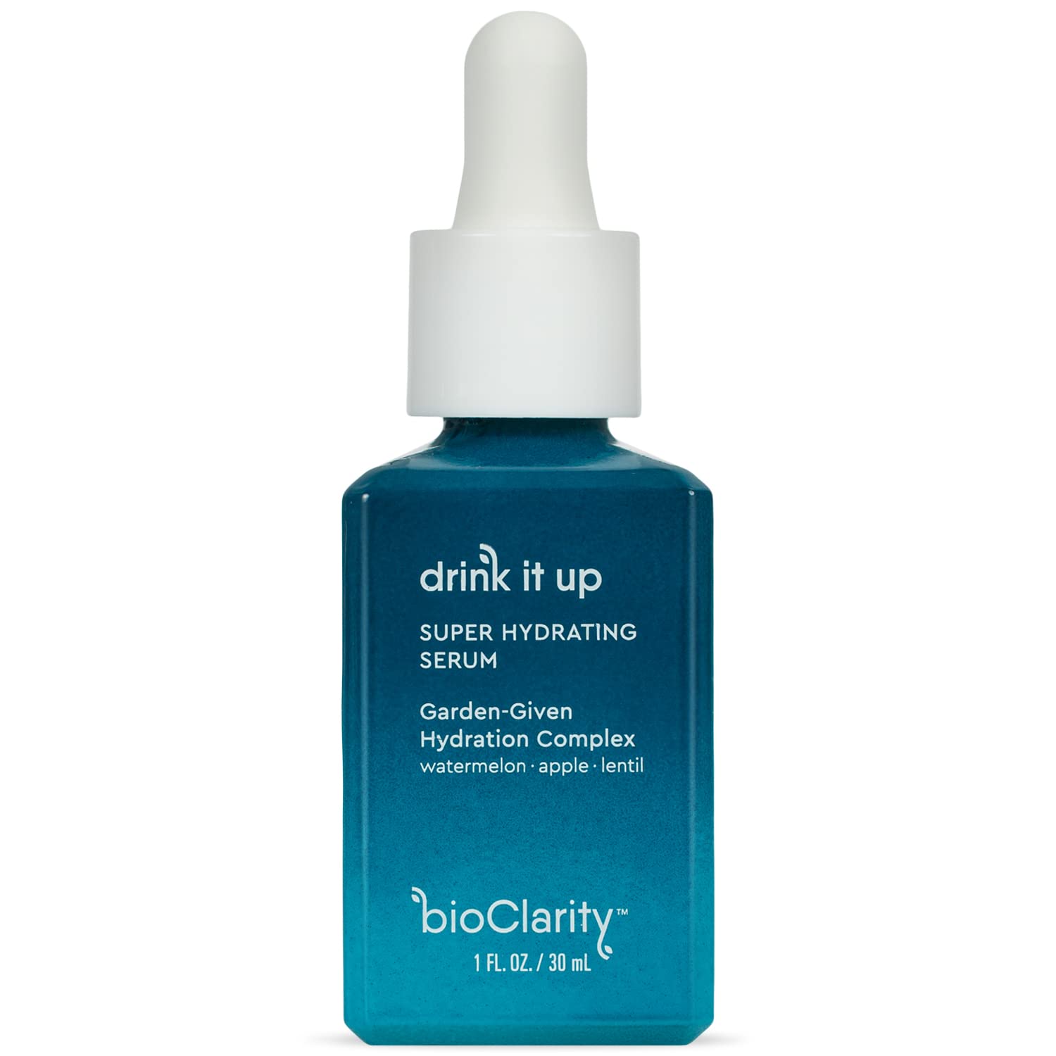 BioClarity serum bottle showing lightweight hydration for all skin types.