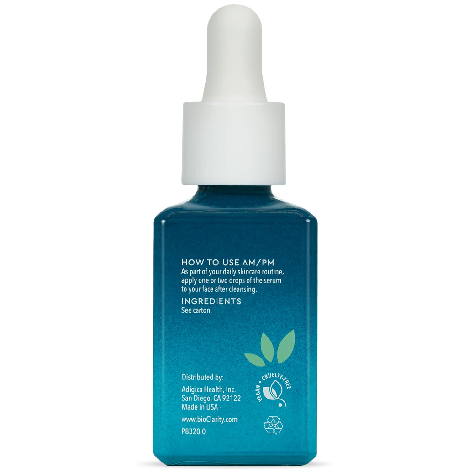 Lifestyle shot of dewy, healthy-looking skin after using BioClarity serum.