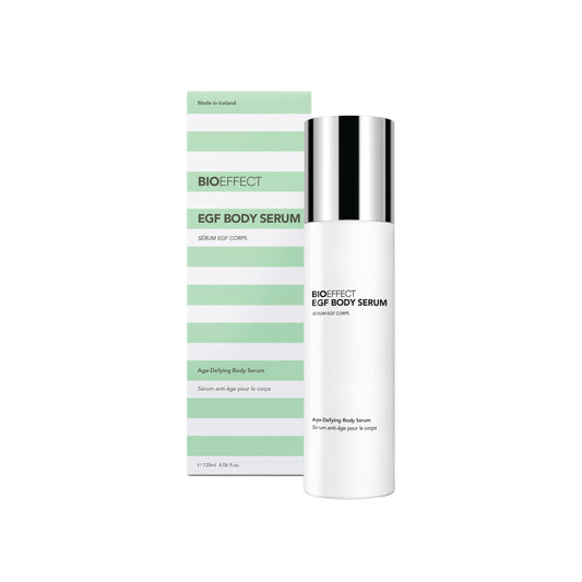 BIOEFFECT EGF Body Serum bottle closeup for daily hydration.