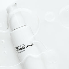 BIOEFFECT EGF Body Serum glacial water imagery suggests mineral hydration.