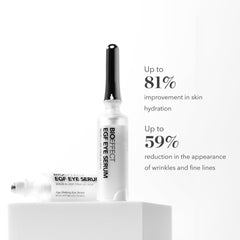 Bioeffect EGF Eye Serum rollerball in use on the under-eye area.