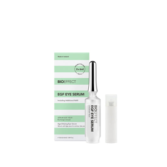 Bioeffect EGF Eye Serum with de-puffer rollerball for a refreshed under-eye area.