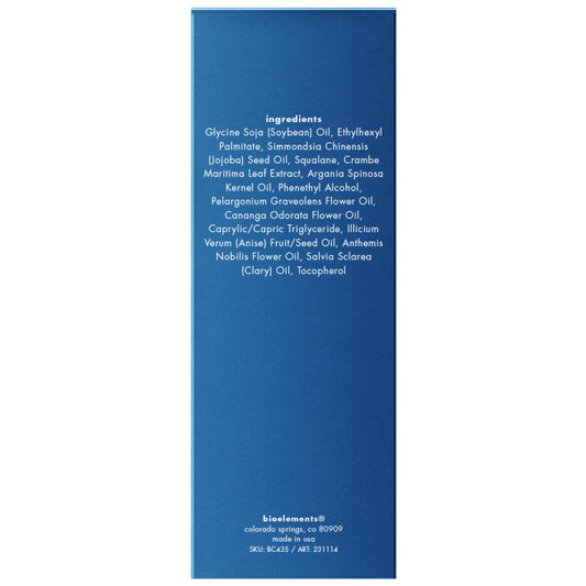 Bioelements Dewluxe Body Oil texture shot emphasizes lightweight liquid gold for daily body care