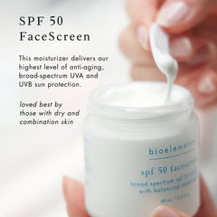 Bioelements FaceScreen SPF 50 application under makeup for a smooth base.