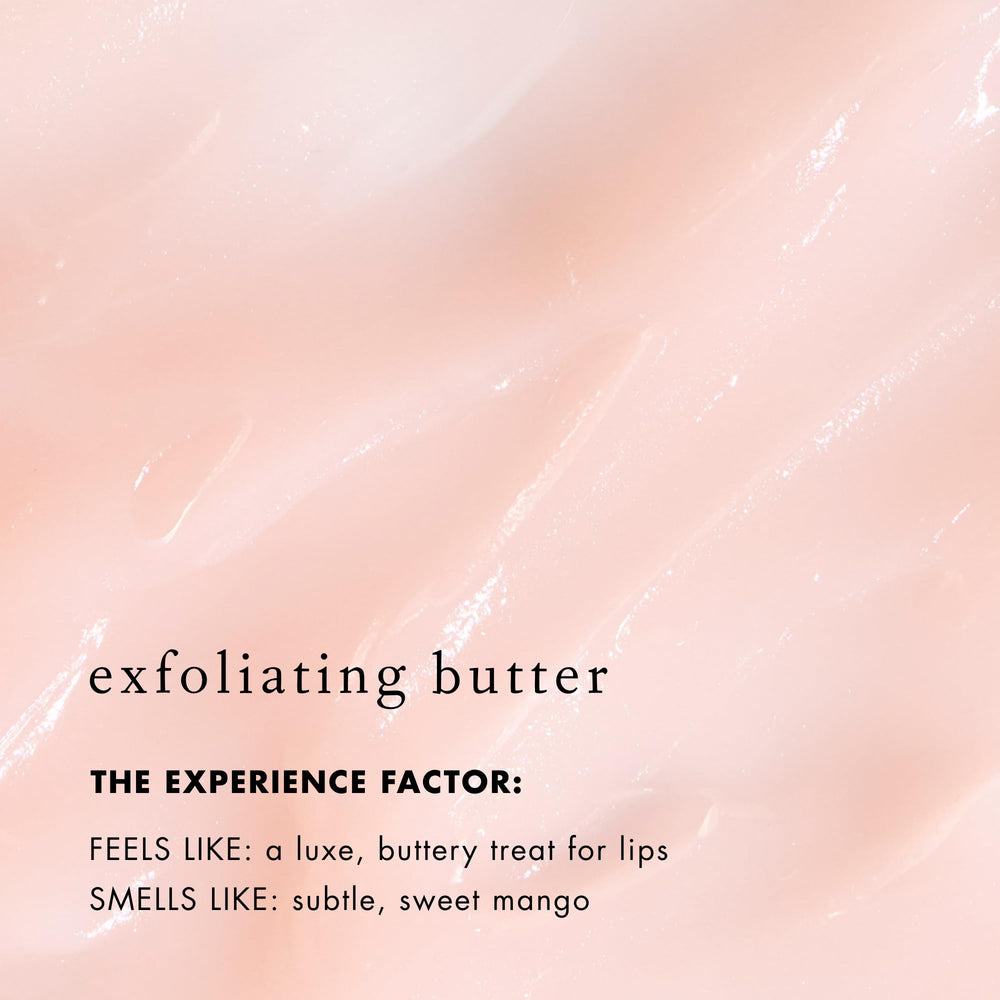 Bioelements Lip Clinic Exfoliating Butter swatch on lips for smoothing overnight.