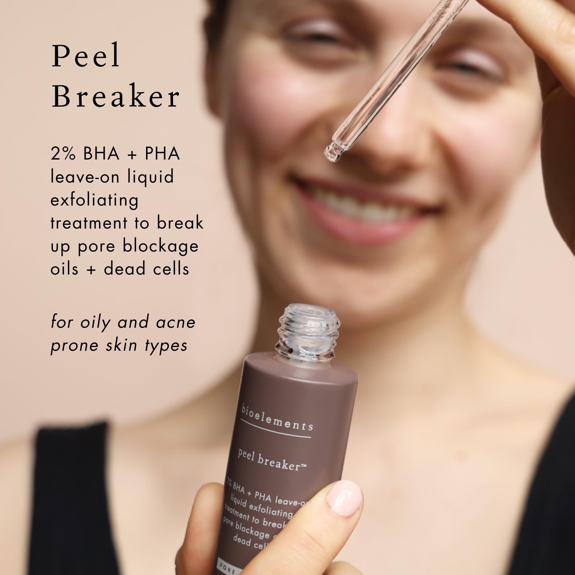 Bioelements Peel Breaker dispense pump illustrating easy liquid application
