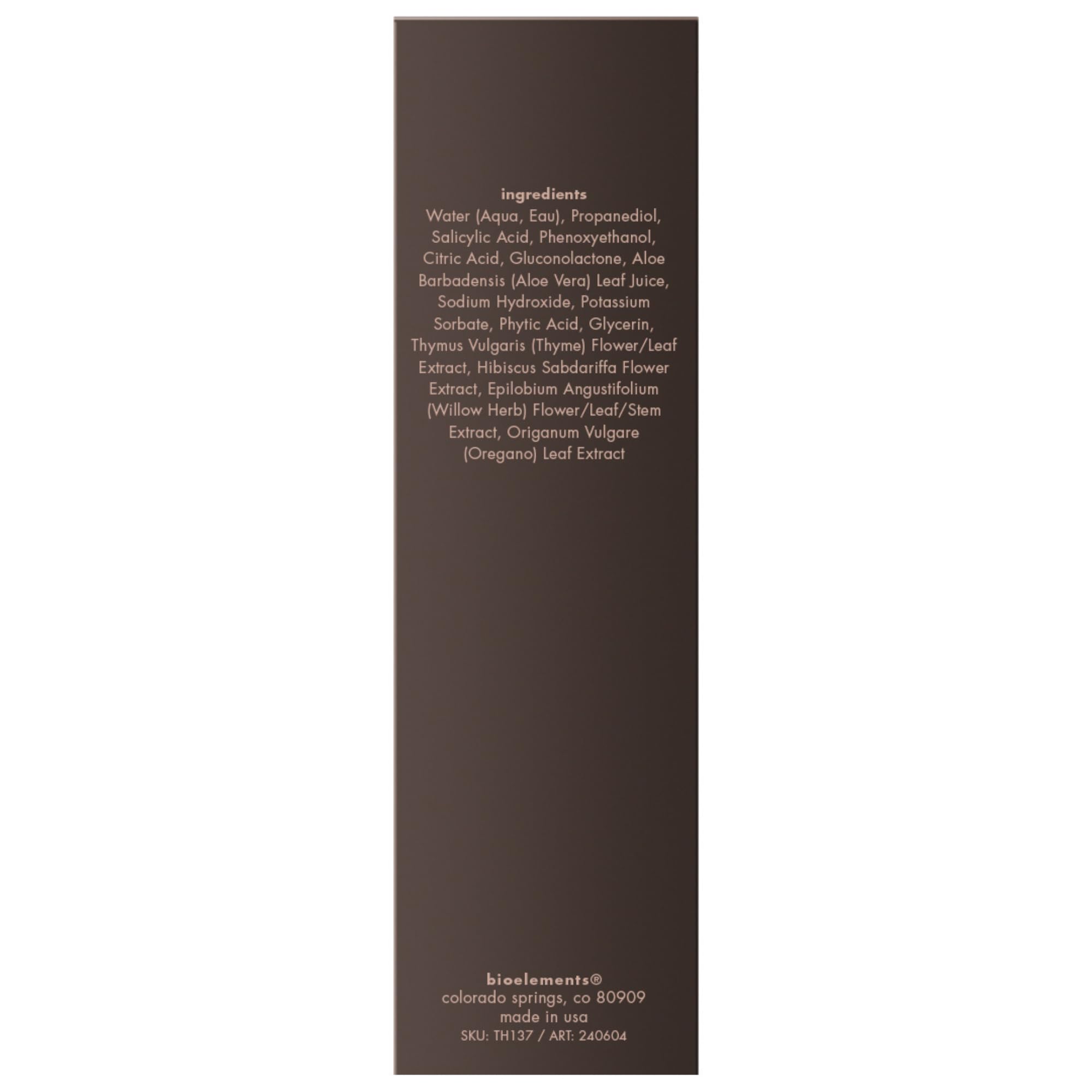 Bioelements Peel Breaker label closeup with vegan and gluten free branding