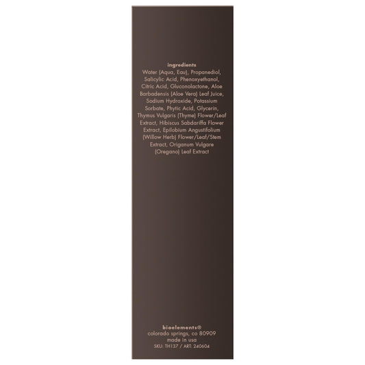 Bioelements Peel Breaker label closeup with vegan and gluten free branding