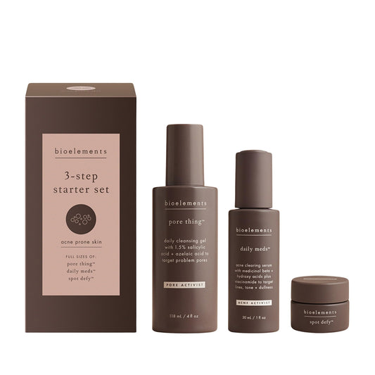 Bioelements starter-set acne-prone bundle image showing three-step routine