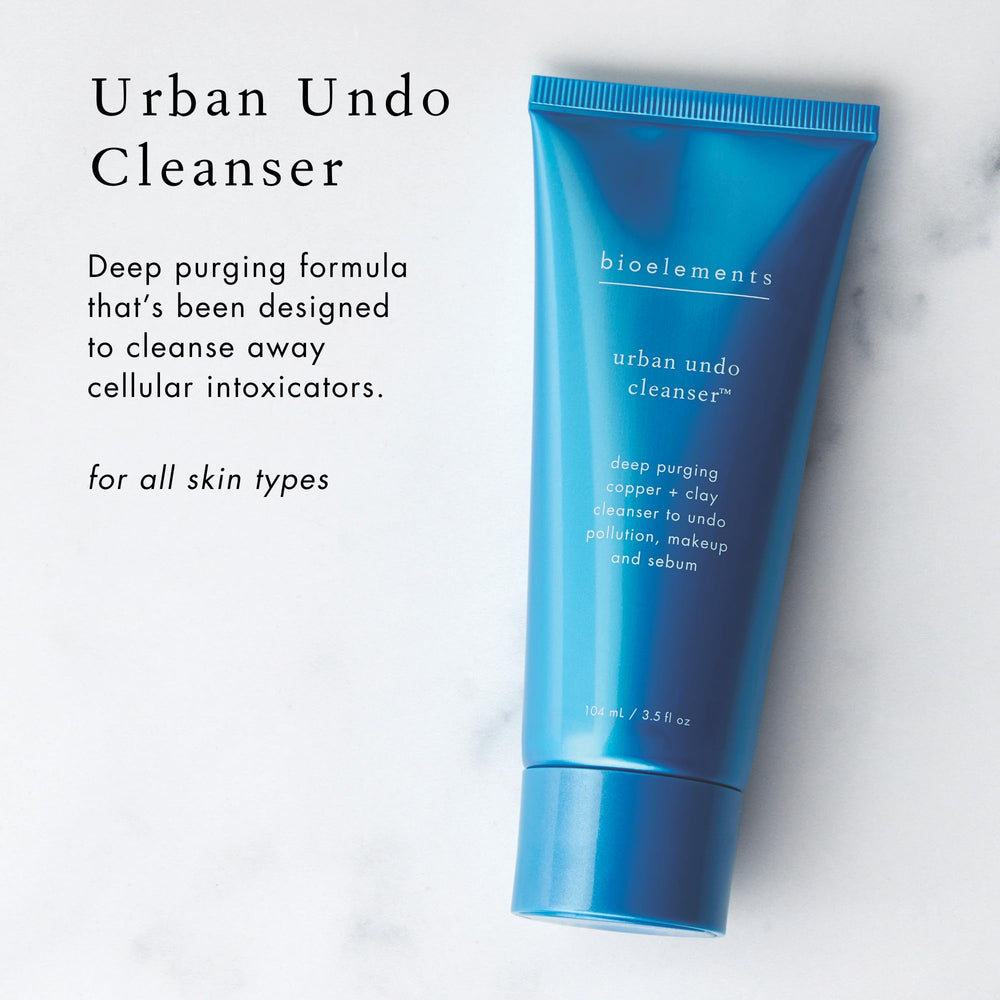 Bioelements Urban Undo Cleanser bentonite-kaolin clays lift impurities and refine pores.