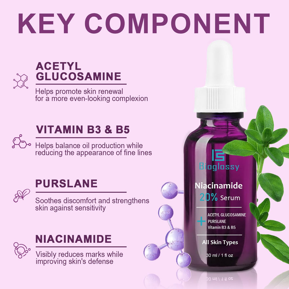 Bioglossy Niacinamide Serum pump dispensing for easy application.
