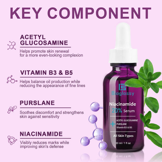 Bioglossy Niacinamide Serum pump dispensing for easy application.
