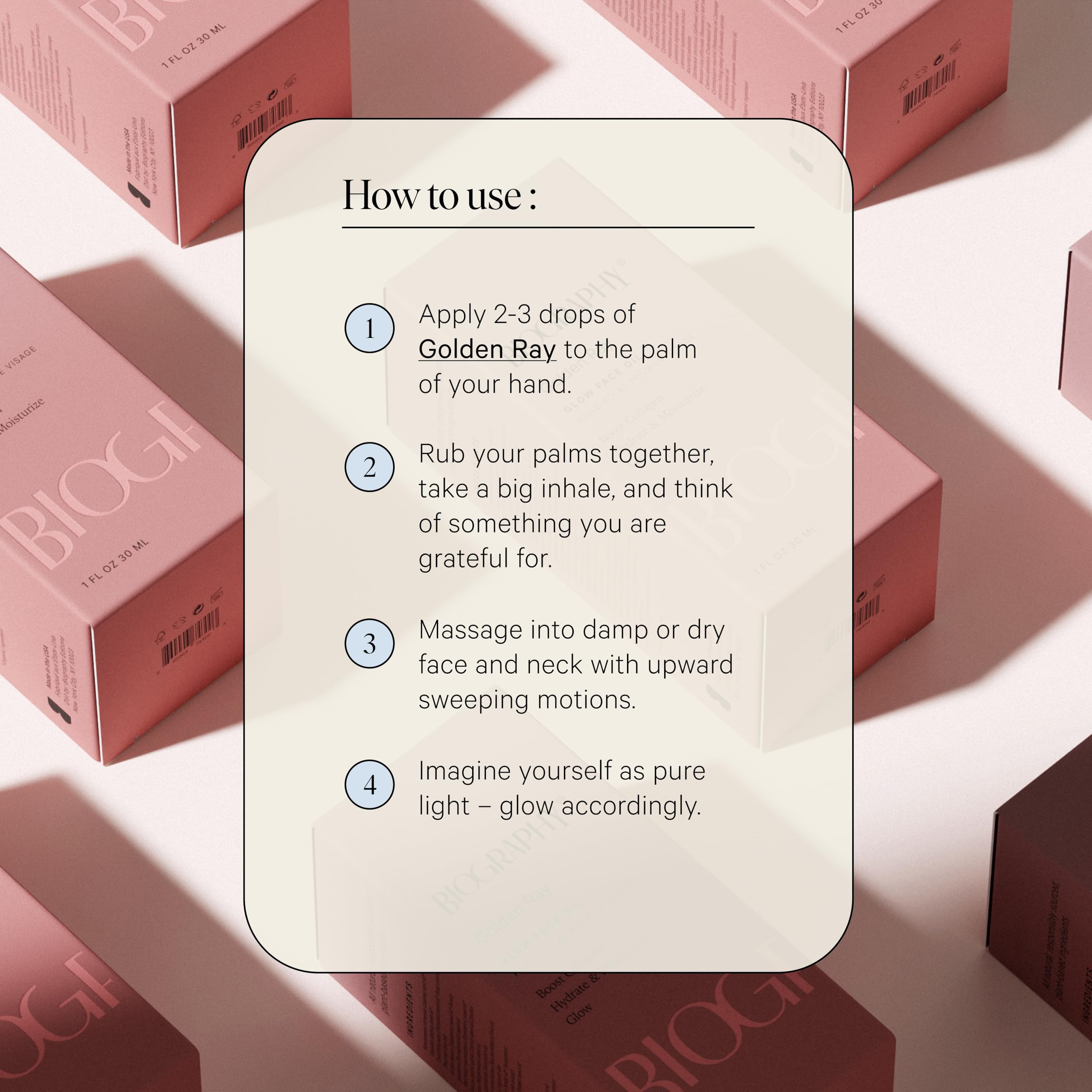 Biography Organic Vegan glass packaging signals sustainable skincare.