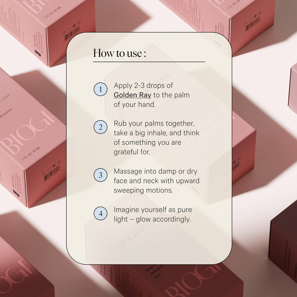Biography Organic Vegan glass packaging signals sustainable skincare.