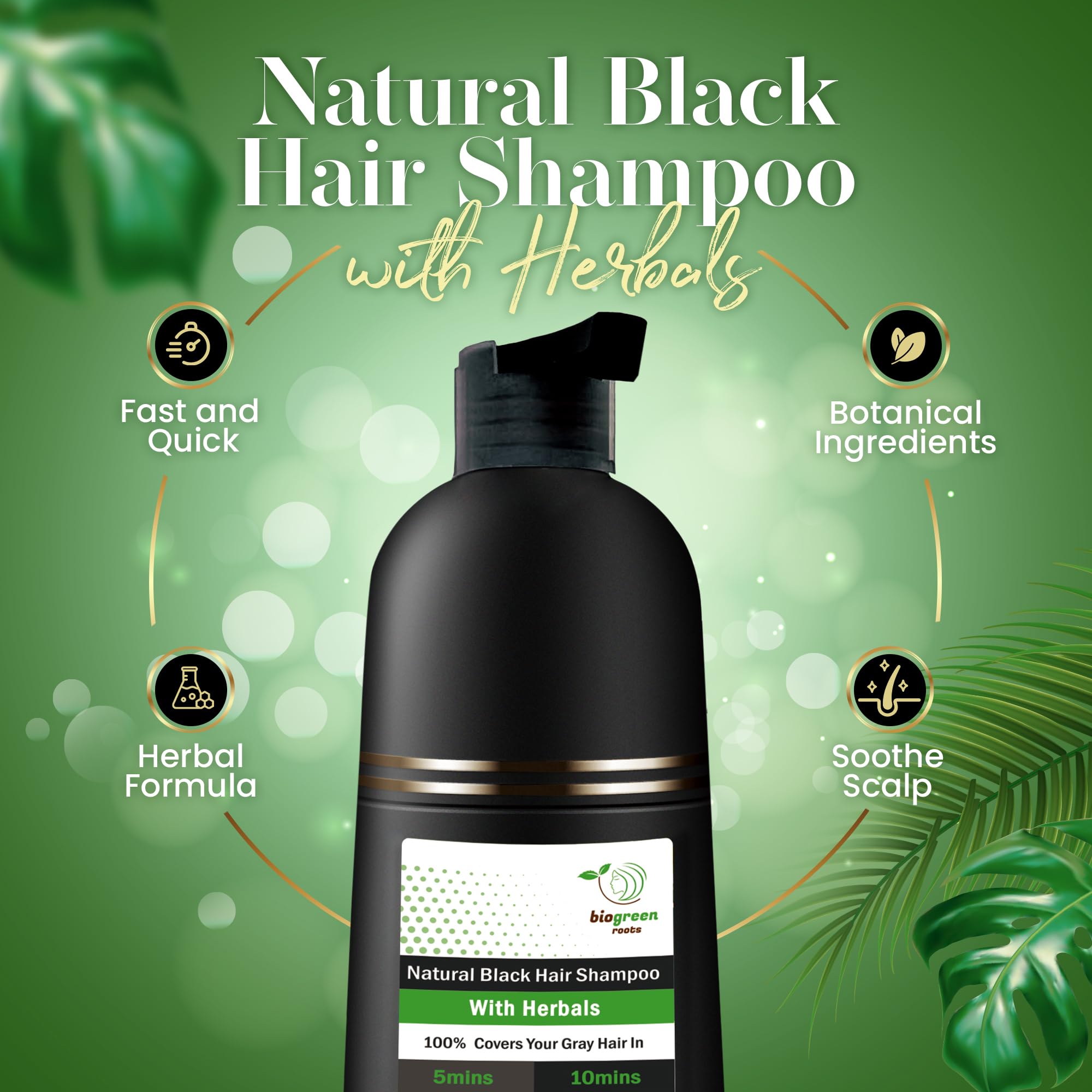 BIOGREEN ROOTS applying shampoo on dry hair with gloves for quick color results.