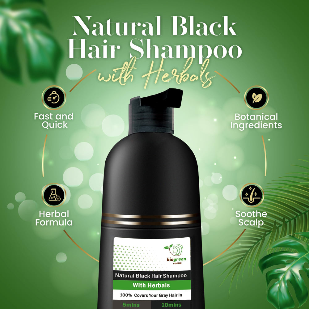 BIOGREEN ROOTS applying shampoo on dry hair with gloves for quick color results.