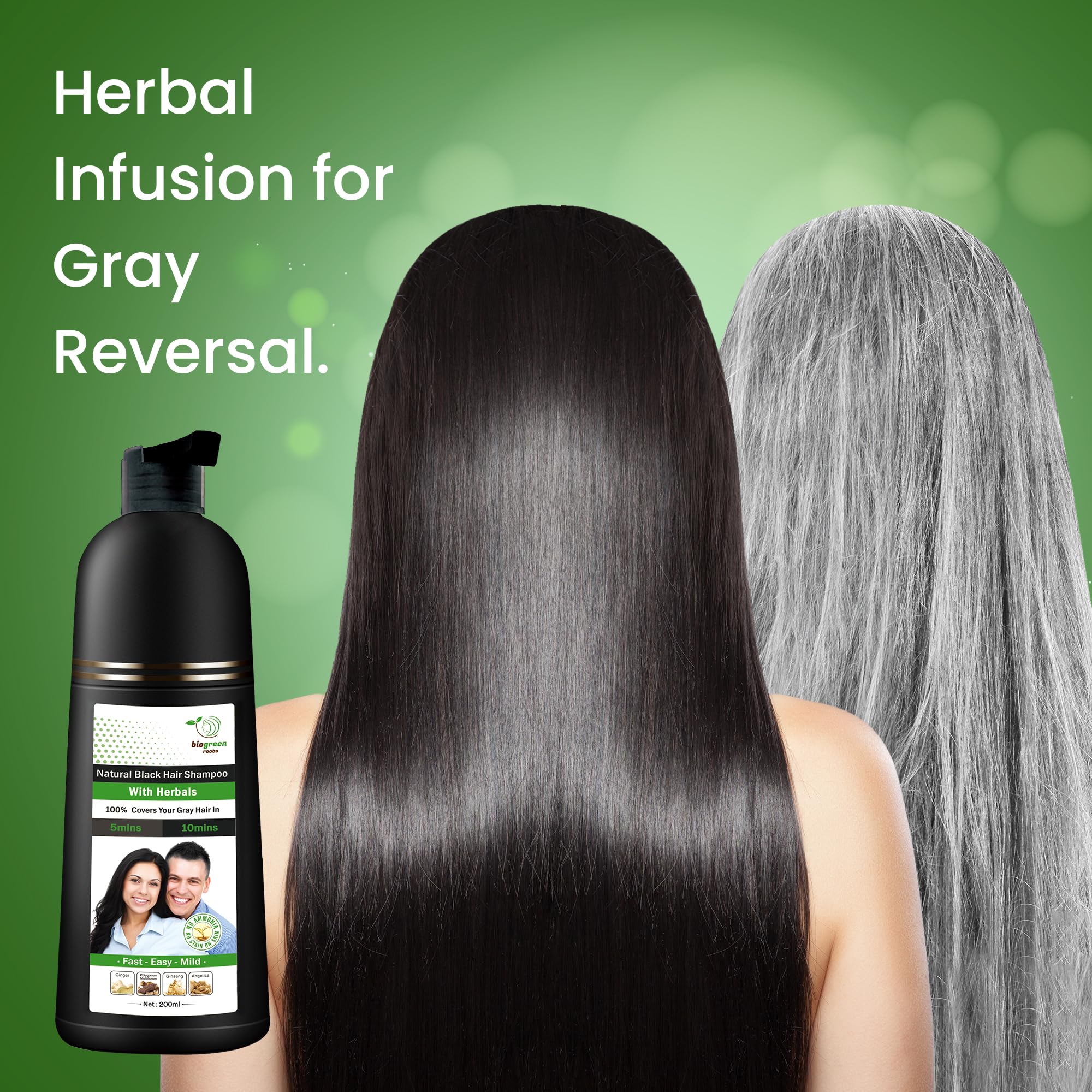 BIOGREEN ROOTS color-rich shampoo lather for even coverage.