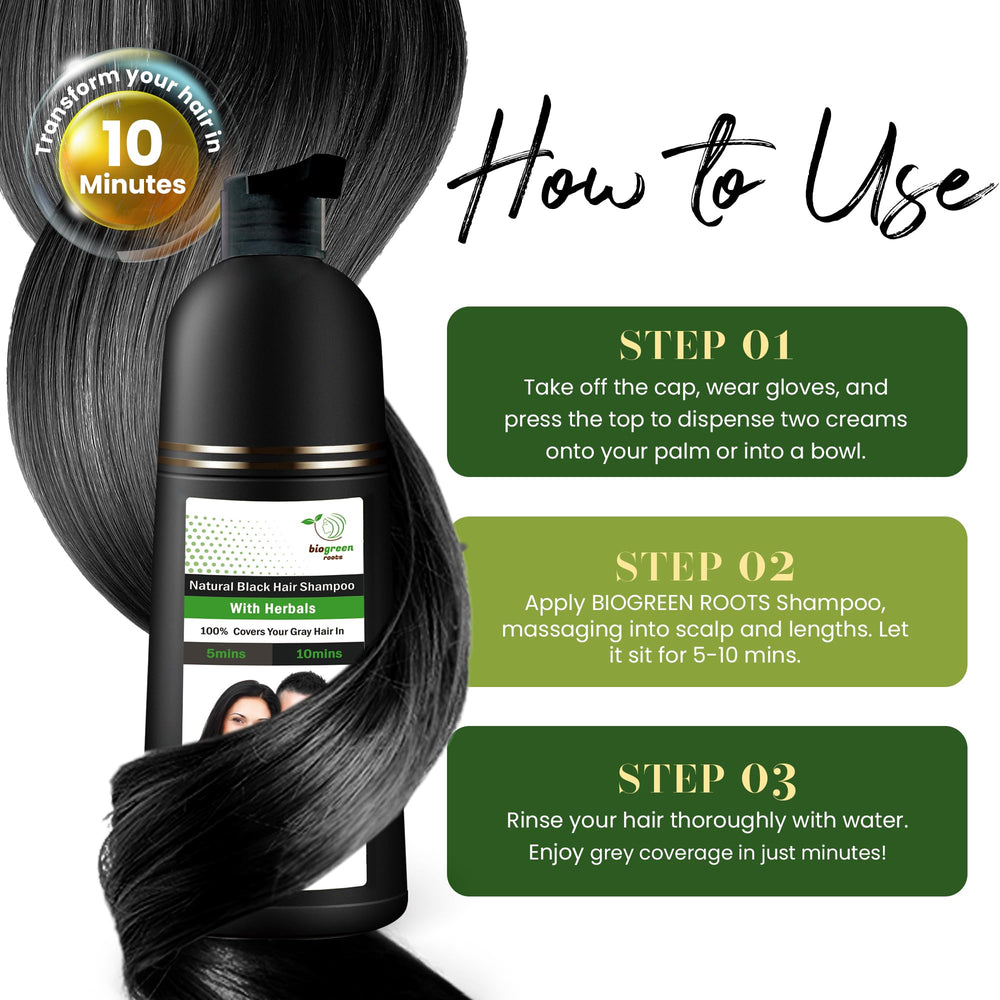 BIOGREEN ROOTS herbal ingredients like ginger and polygonum for nourishing scalp.