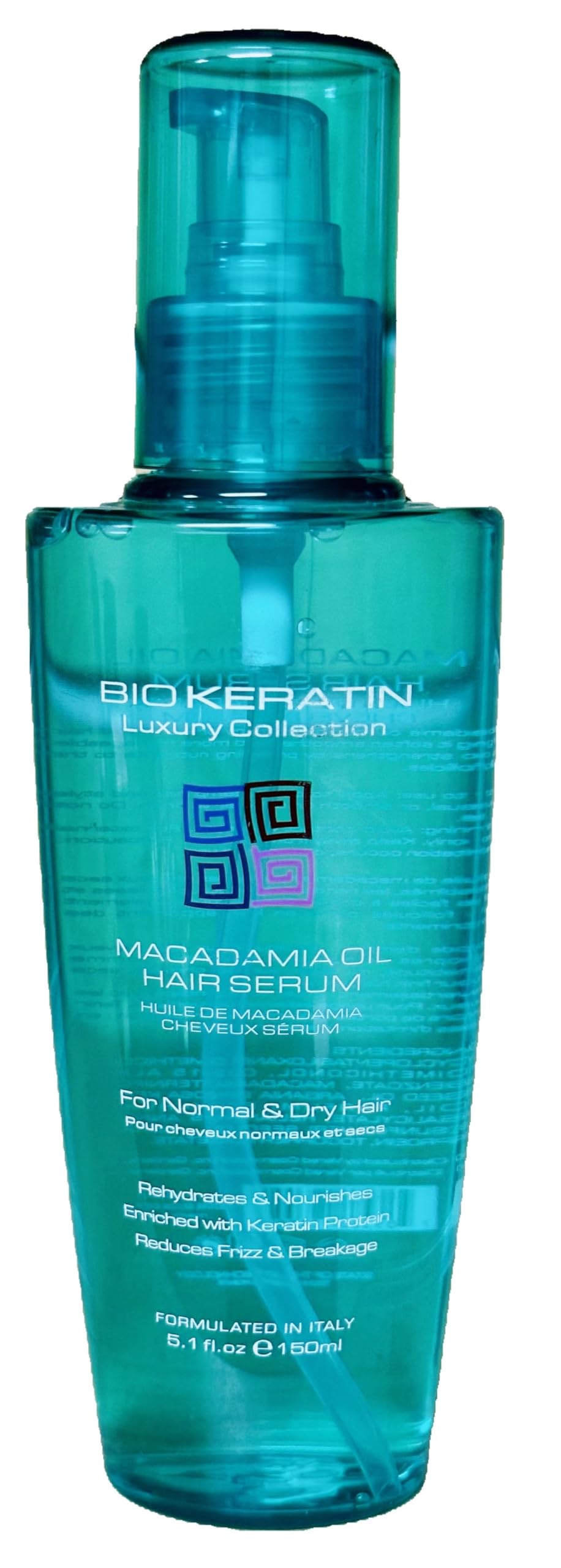 Biokeratin Macadamia Oil Serum bottle for smoother, frizz-free hair and easier manageability.