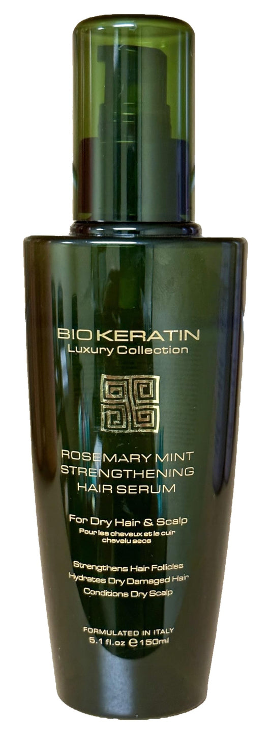 Biokeratin Rosemary Mint Serum bottle boosts scalp circulation for healthier-looking hair