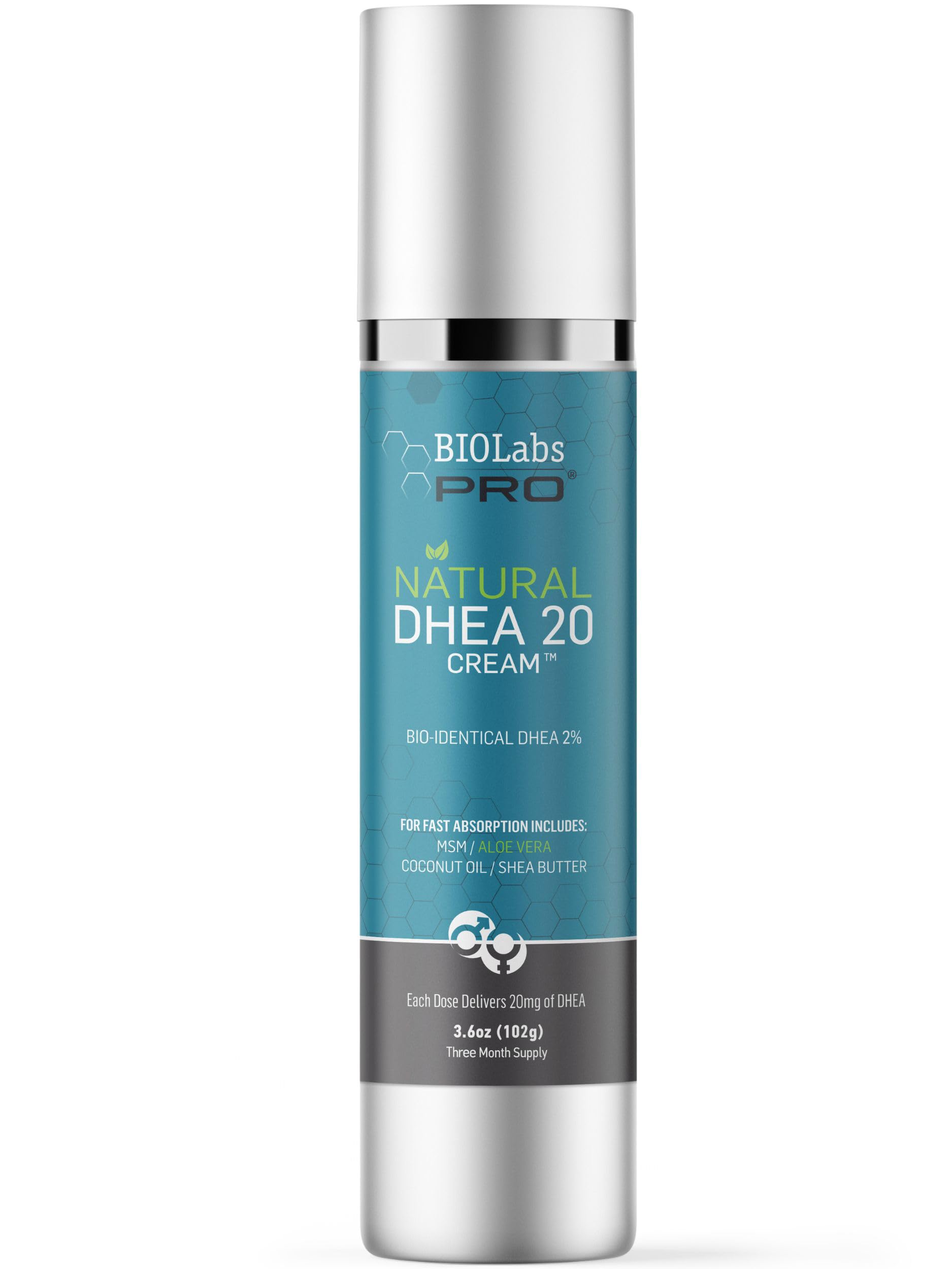 BIOLABS PRO Dhea Cream bottle with pump for luxurious daily skin support