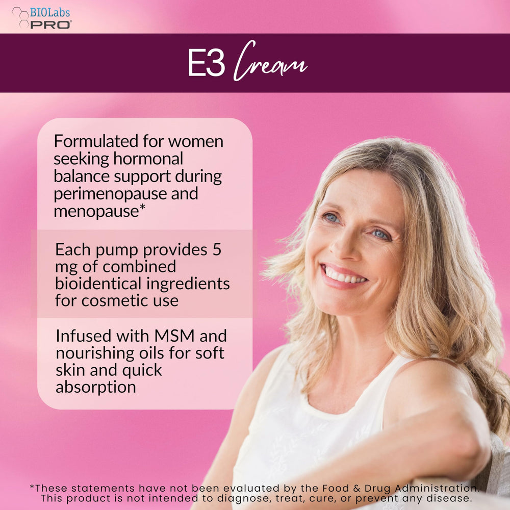 BIOLABS PRO Estri Cream texture close-up shows silky absorption and light moisturization