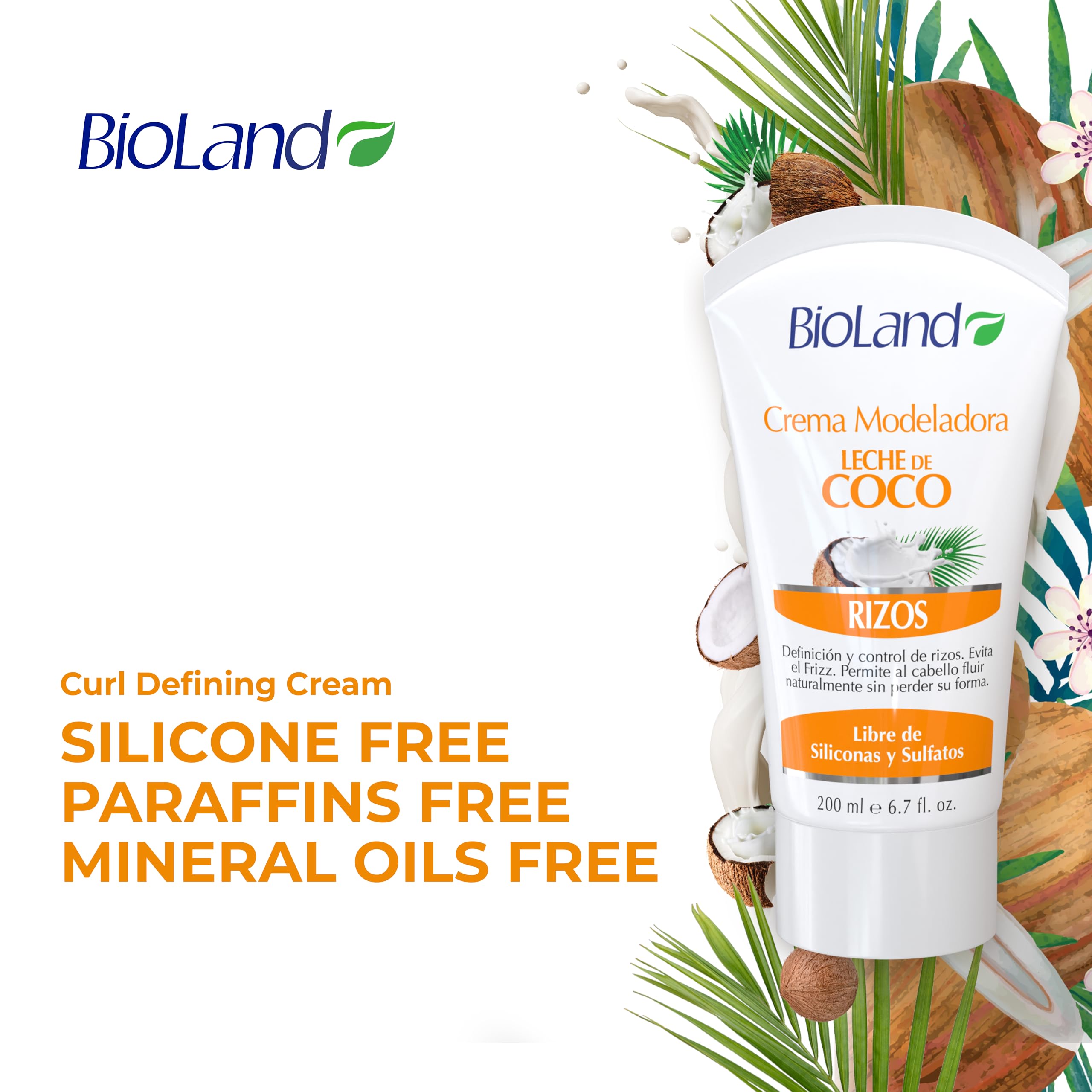 Bioland coconut milk curl cream on damp hair for refreshing curls.