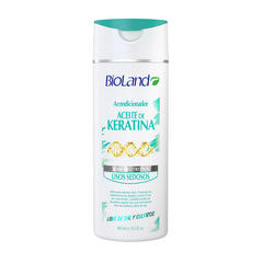 Bioland Keratin Oil Conditioner bottle highlights ultra-concentrated formula for treated hair.