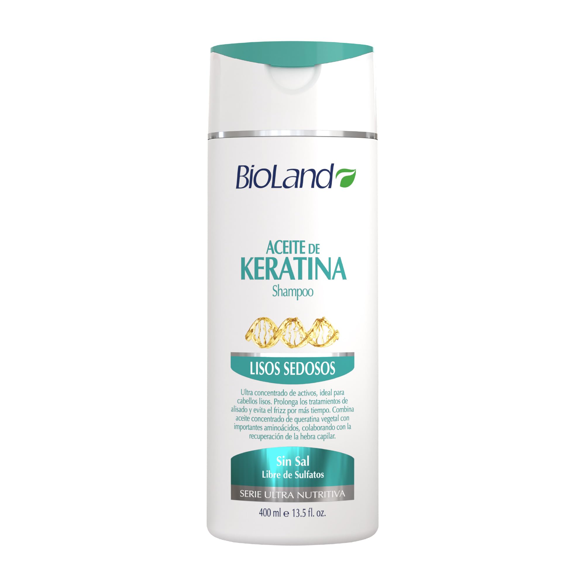 Bioland Keratin Oil Shampoo bottle shows ultra-concentrated formula for treated hair.