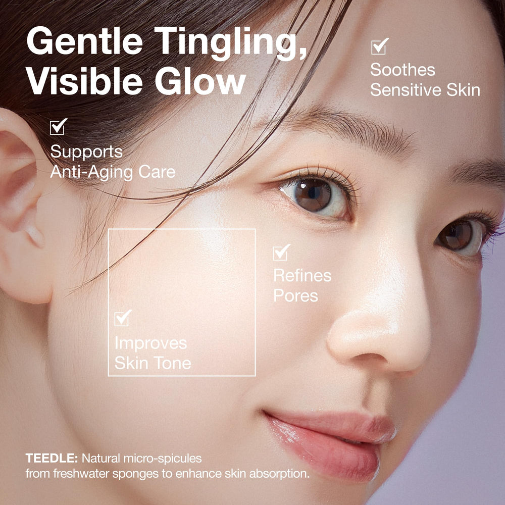 BIOOA PDRN Teedle Shot 300 during application to refine pores and texture