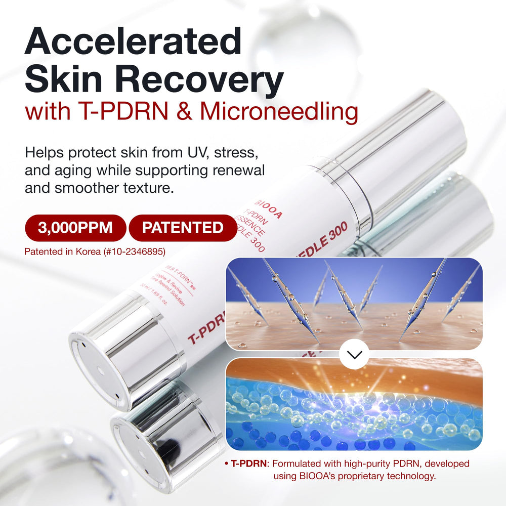 BIOOA PDRN Teedle Shot 300 spicule serum texture close-up for smoothing application