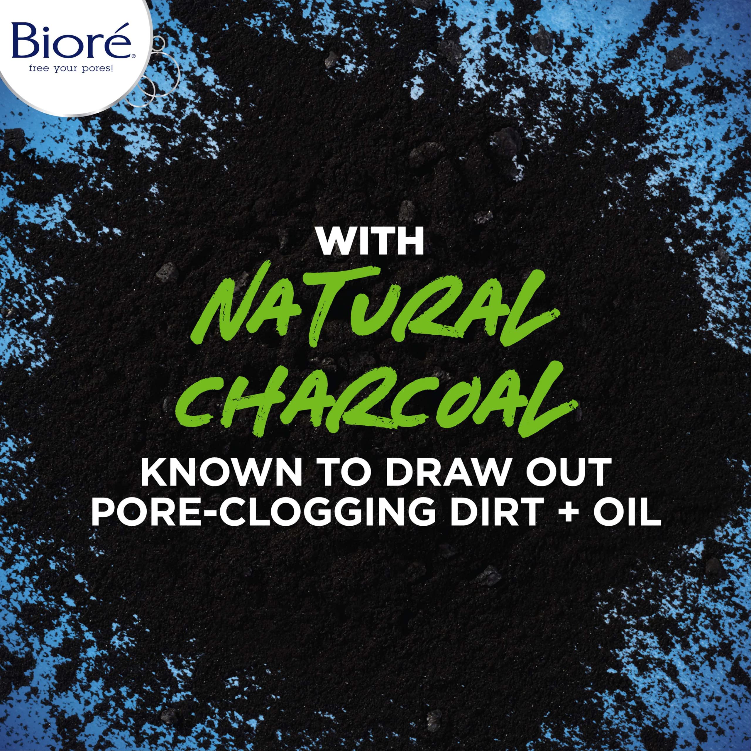 Biore Charcoal formula absorbing excess oil for a balanced look.