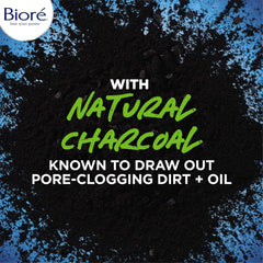 Biore Charcoal formula absorbing excess oil for a balanced look.