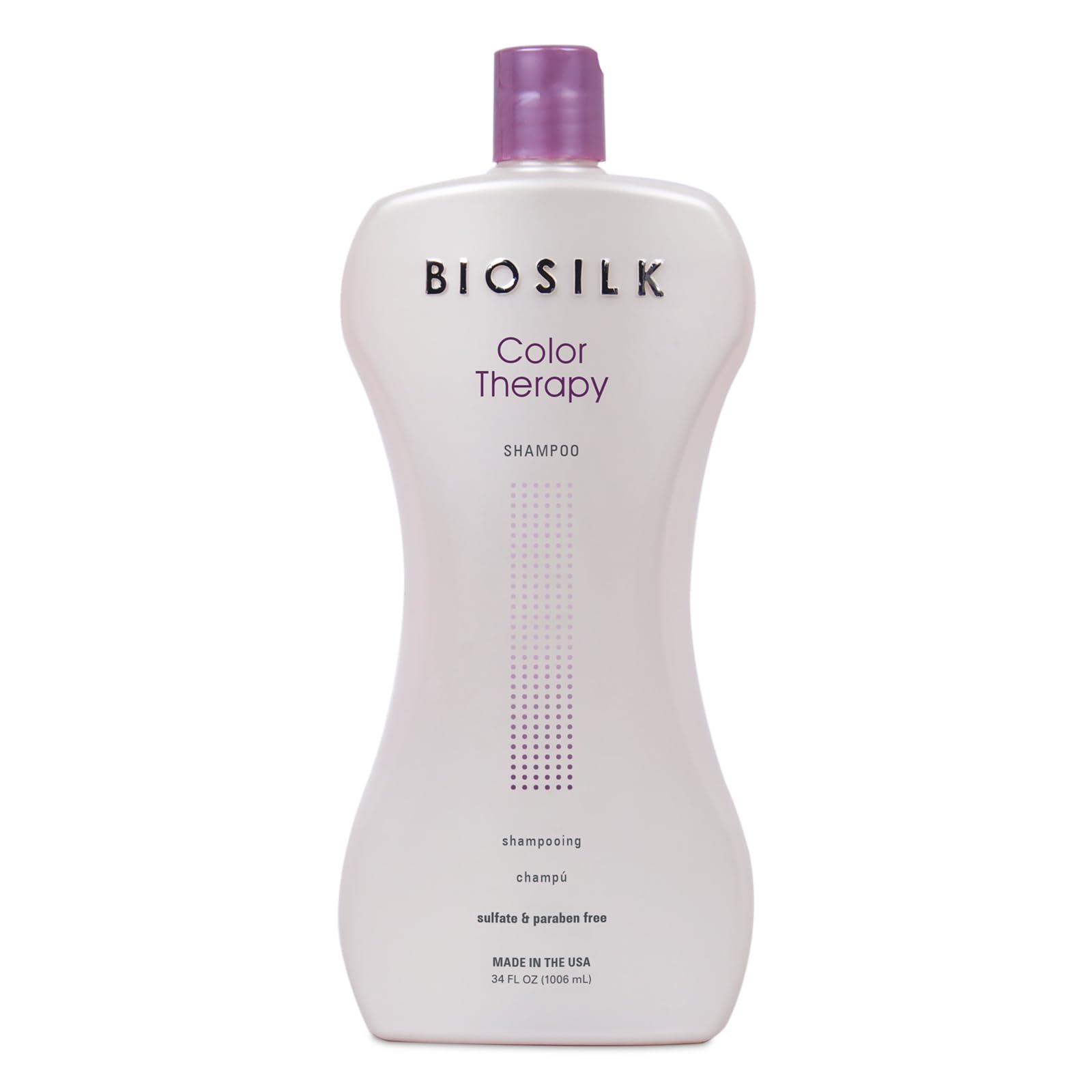BioSilk Color Therapy Shampoo bottle front, color-safe cleansing for vibrant hair.