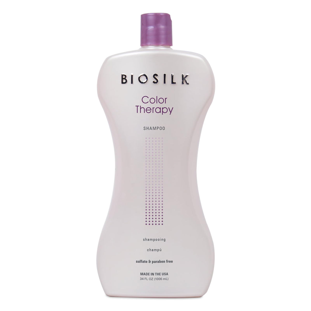 BioSilk Color Therapy Shampoo bottle front, color-safe cleansing for vibrant hair.