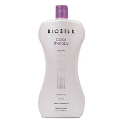 BioSilk Color Therapy Shampoo bottle front, color-safe cleansing for vibrant hair.
