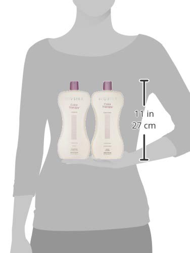 BioSilk Color Therapy Shampoo/Conditioner duo on shelf implies color protection.