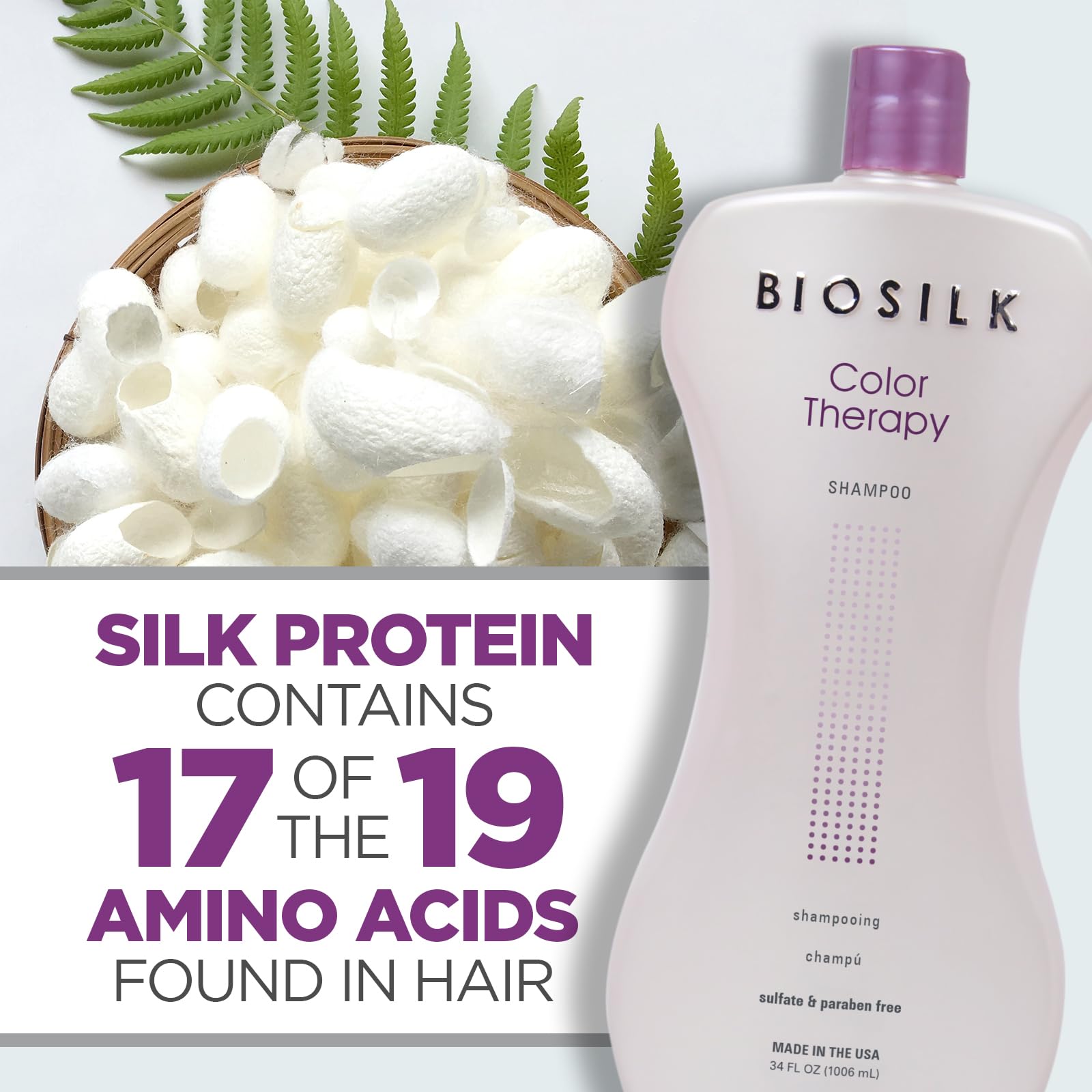 BioSilk Color Therapy Shampoo color protection swatch, helps maintain rich hues.