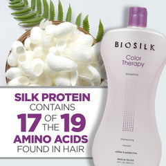 BioSilk Color Therapy Shampoo color protection swatch, helps maintain rich hues.