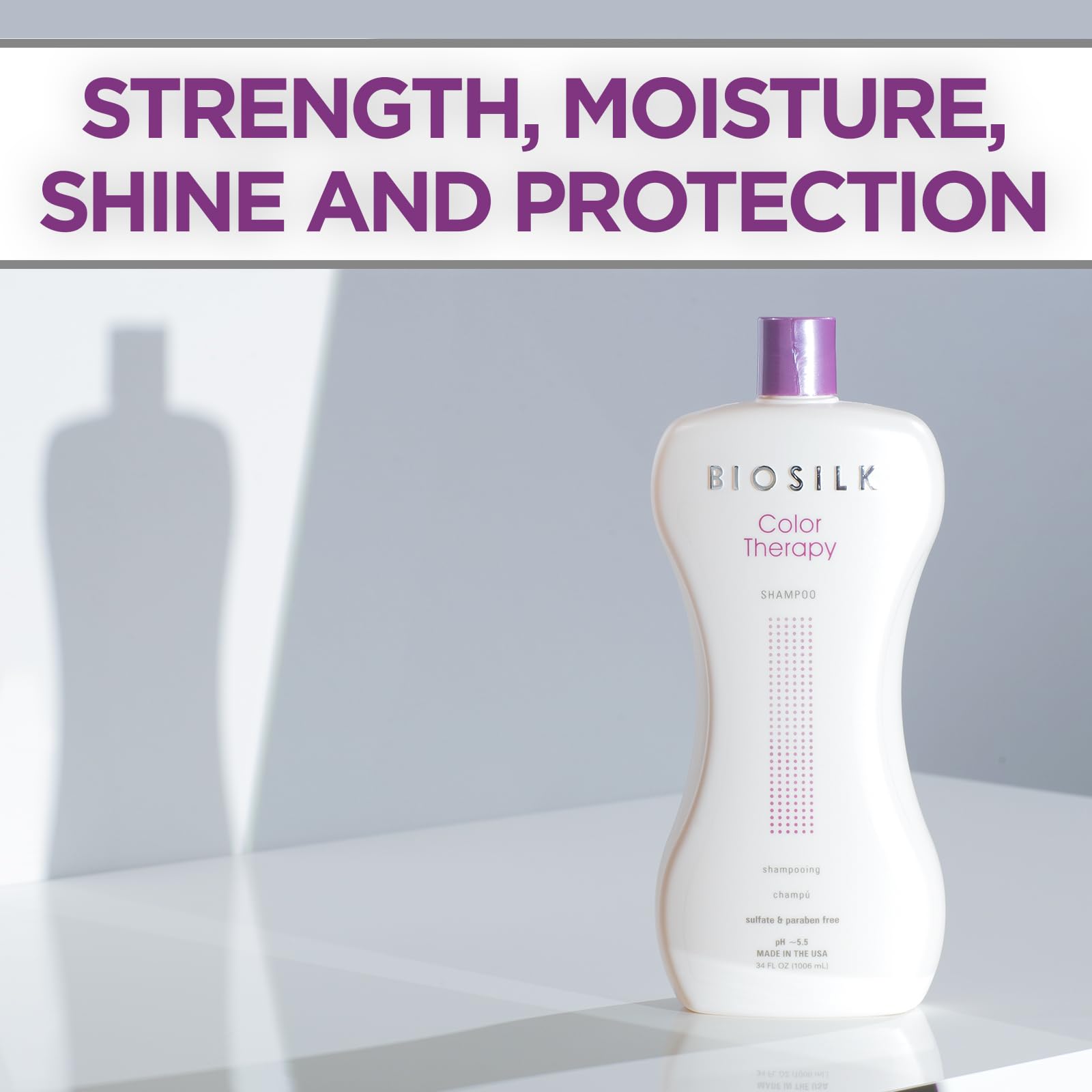 BioSilk Color Therapy Shampoo pour-action, smooth lather without color stripping.
