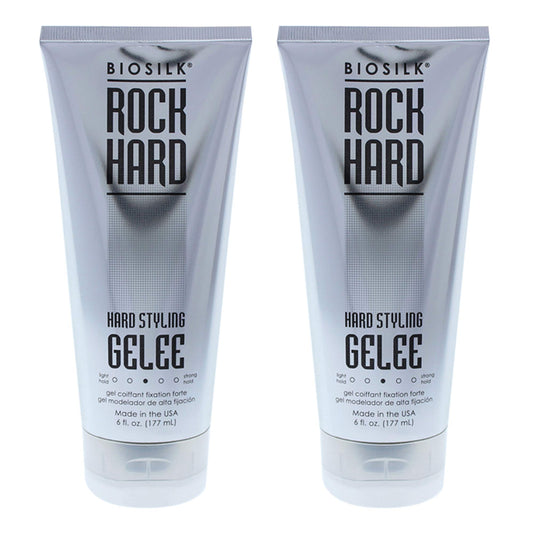 BioSilk Rock Hard Gel bottle for strong hold and flexible shine, ideal for unisex styling.