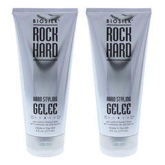 BioSilk Rock Hard Gel bottle for strong hold and flexible shine, ideal for unisex styling.