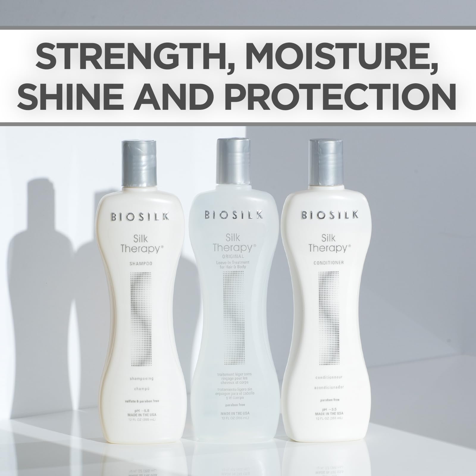 BioSilk Silk Therapy Conditioner tube demonstrates balanced conditioning for damaged ends