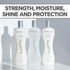 BioSilk Silk Therapy Conditioner tube demonstrates balanced conditioning for damaged ends