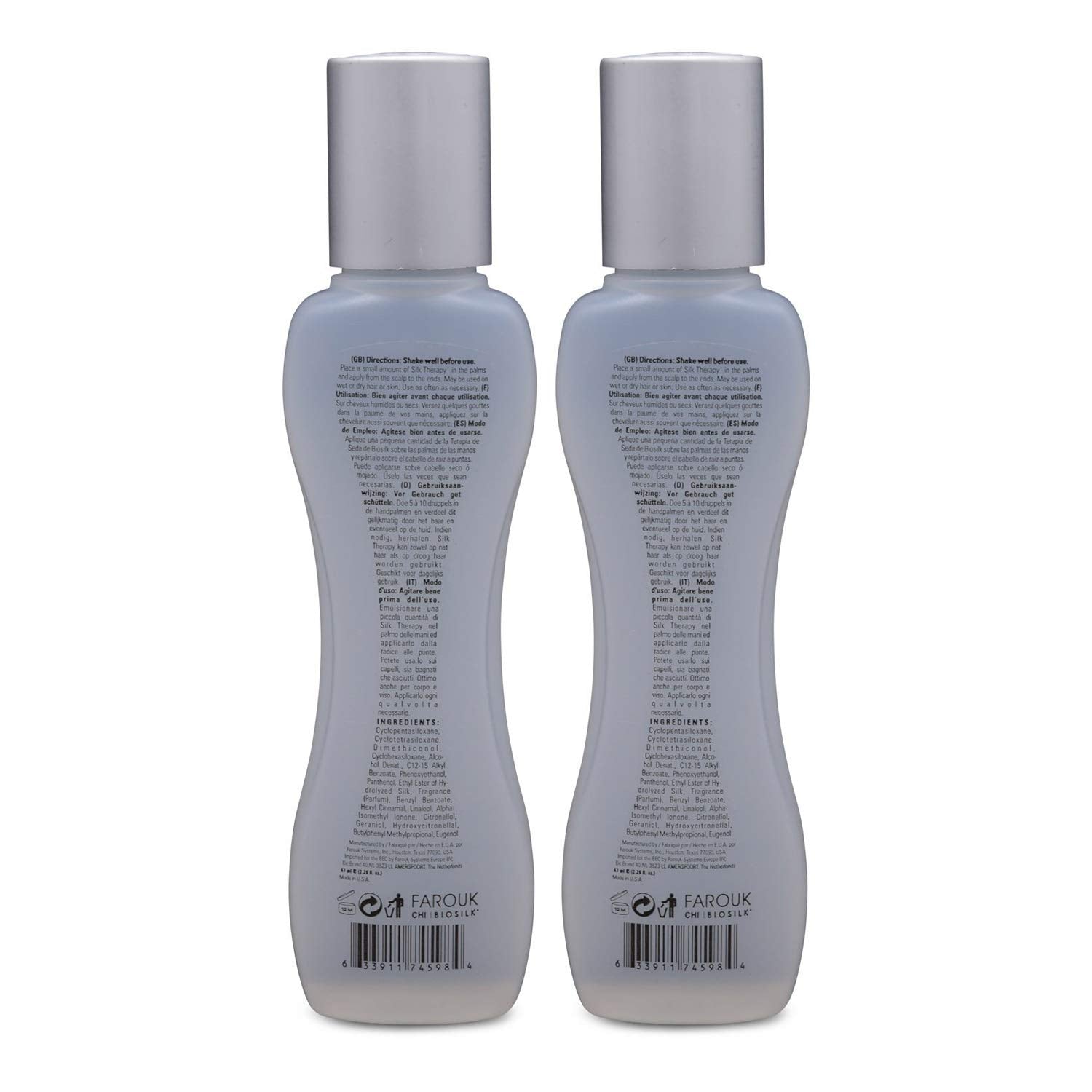 BioSilk Silk Therapy Cure two-pack application shows smooth, frizz-free finish.