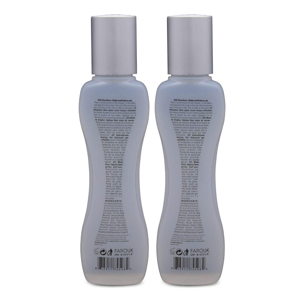 BioSilk Silk Therapy Cure two-pack application shows smooth, frizz-free finish.